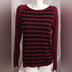Michael Kors Burgundy and Black Striped Sweater